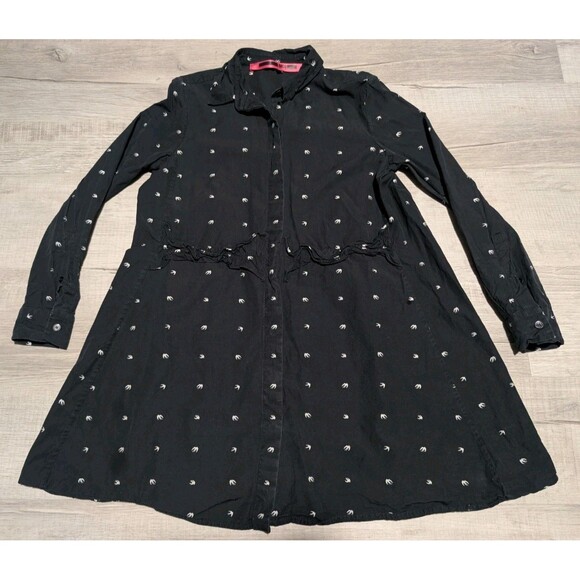 Alexander McQueen Swallow All Over Print Women's Long Sleeve Shirt Ruffle Sz XS - Picture 1 of 13